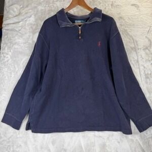 Polo Ralph Lauren Men's Navy Blue Quarter Zip Pullover Sweatshirt XXL